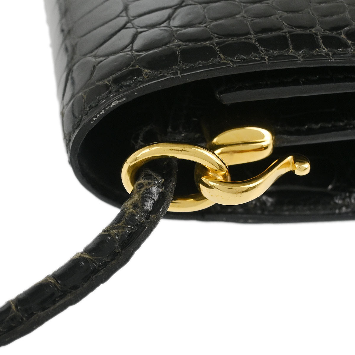 Hermes * 1987 Black Porosus Sequana Shoulder Bag