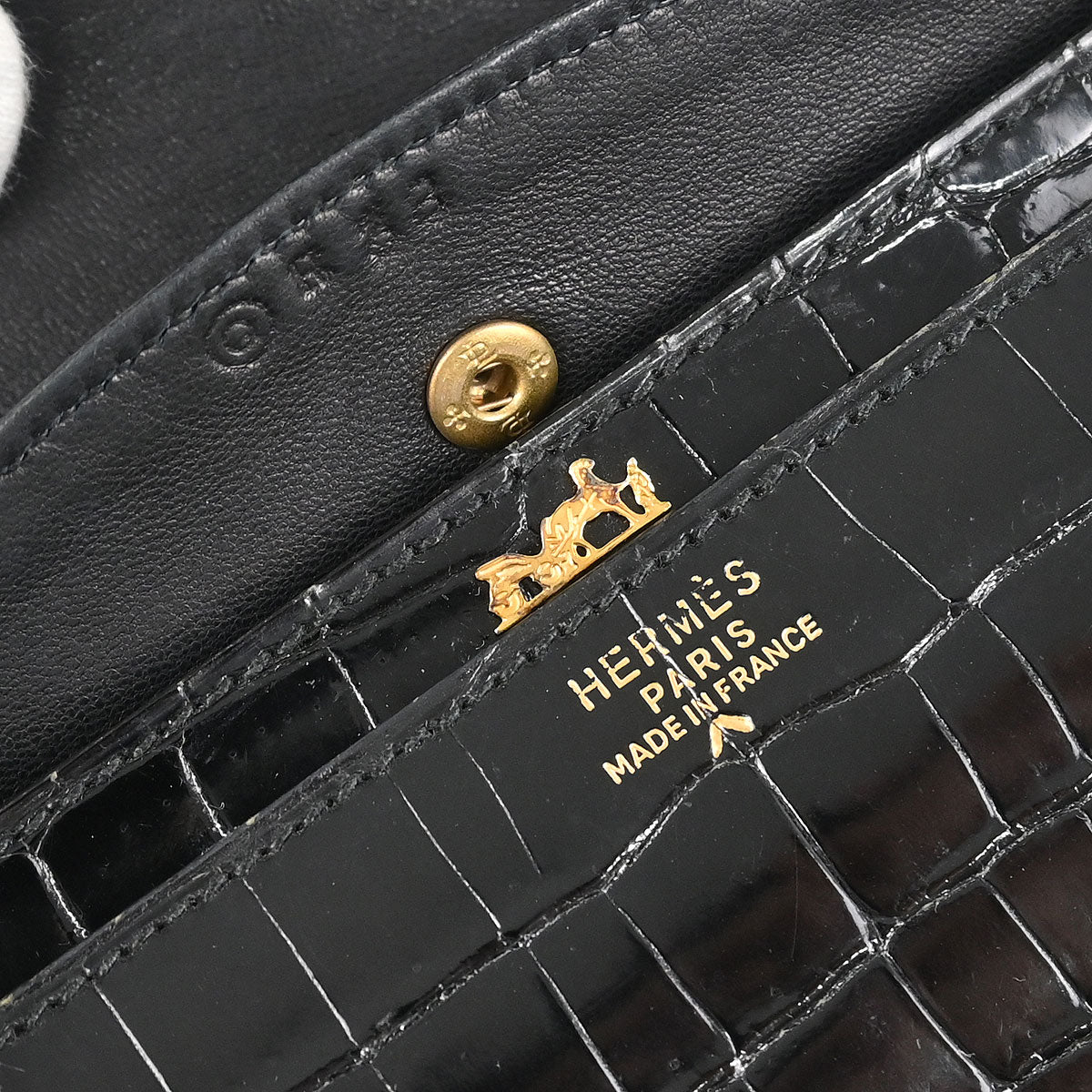 Hermes * 1987 Black Porosus Sequana Shoulder Bag