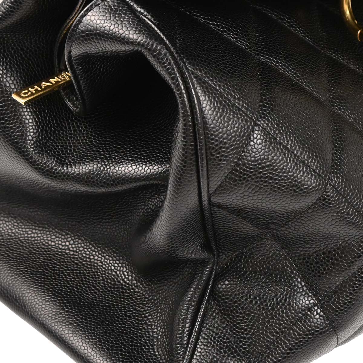 Chanel 2003-2004 Black Caviar Tote Chain Handbag