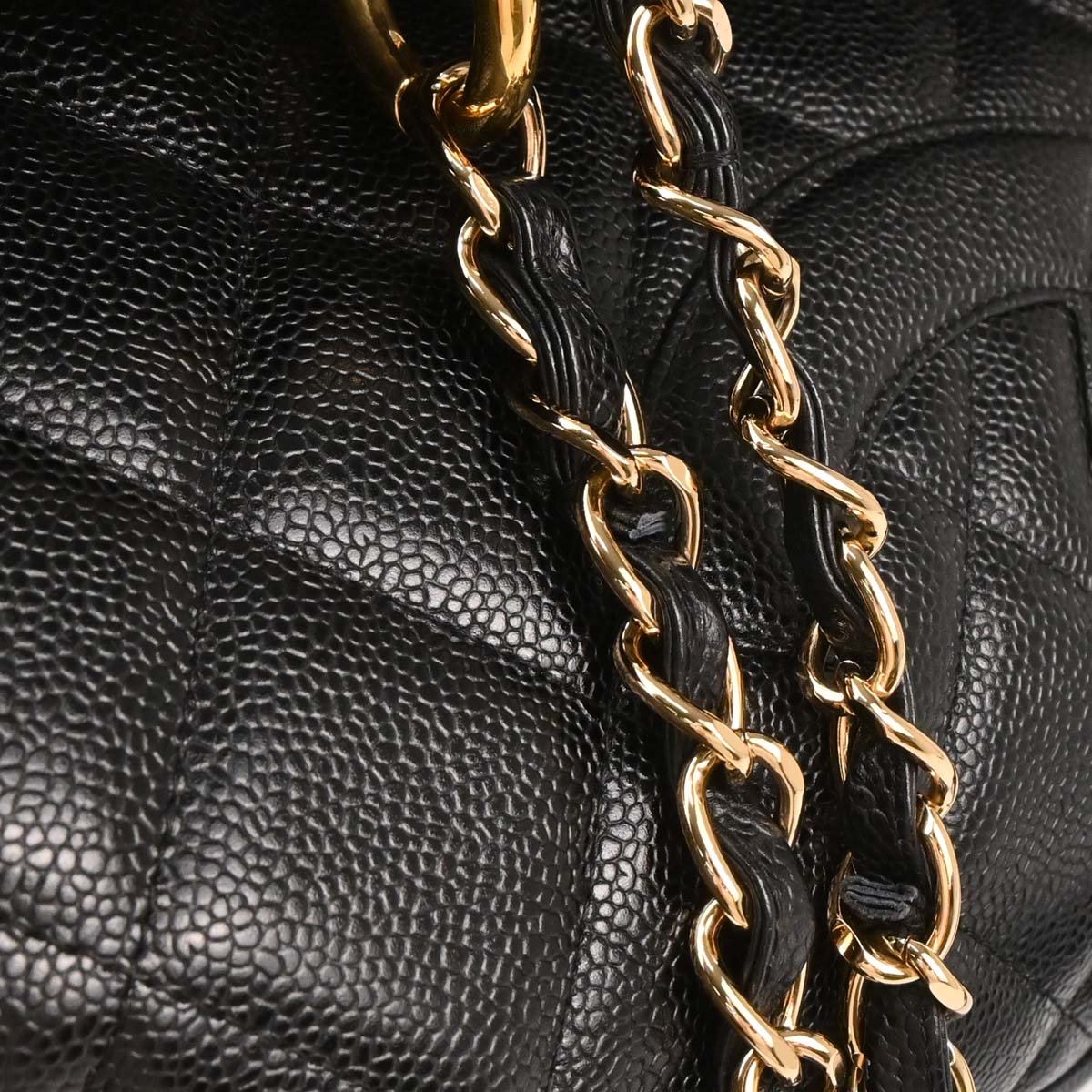 Chanel 2003-2004 Black Caviar Tote Chain Handbag