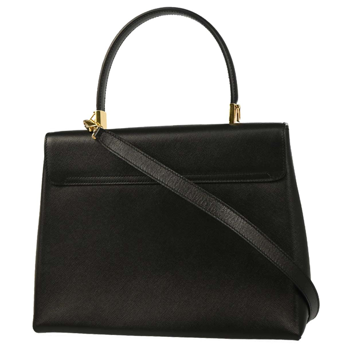 Salvatore Ferragamo Black Leather Gancini 2way Shoulder Handbag