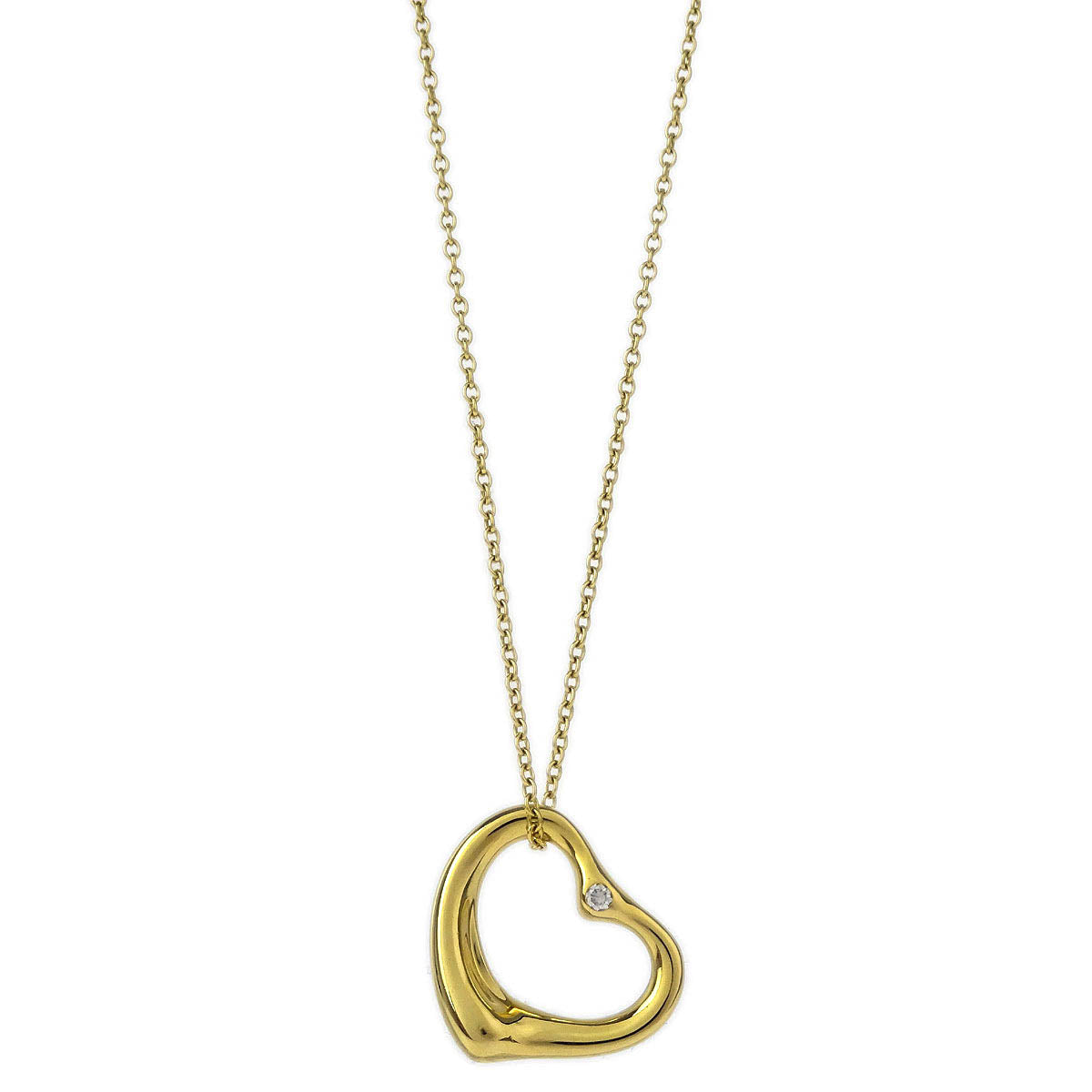 Tiffany & Co. Open Heart Pendant Necklace 750 Diamond Gold