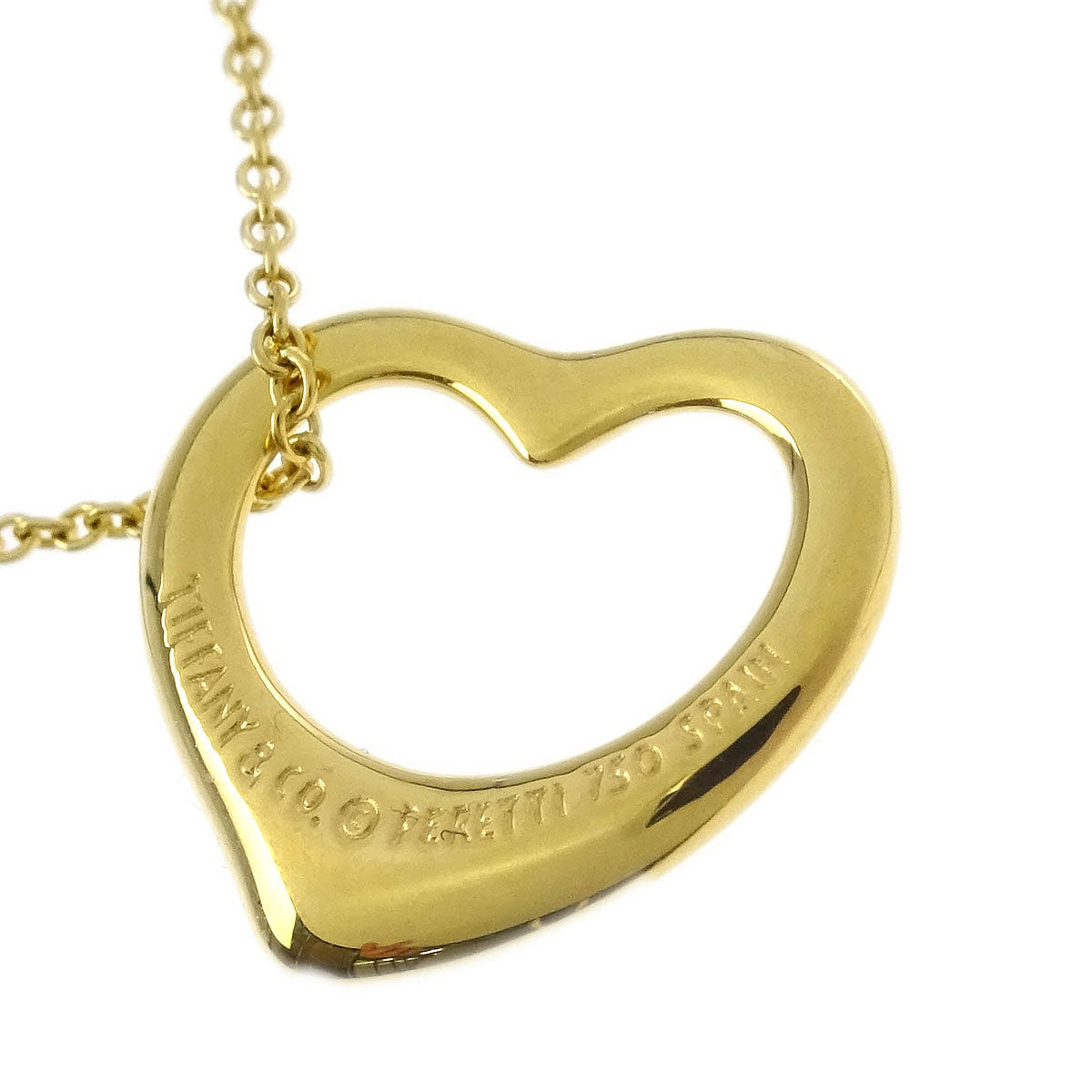 Tiffany & Co. Open Heart Pendant Necklace 750 Gold