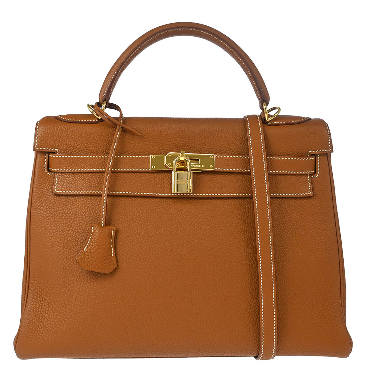 Hermes 2002 Gold Togo Kelly 32 Retourne 2way Shoulder Handbag