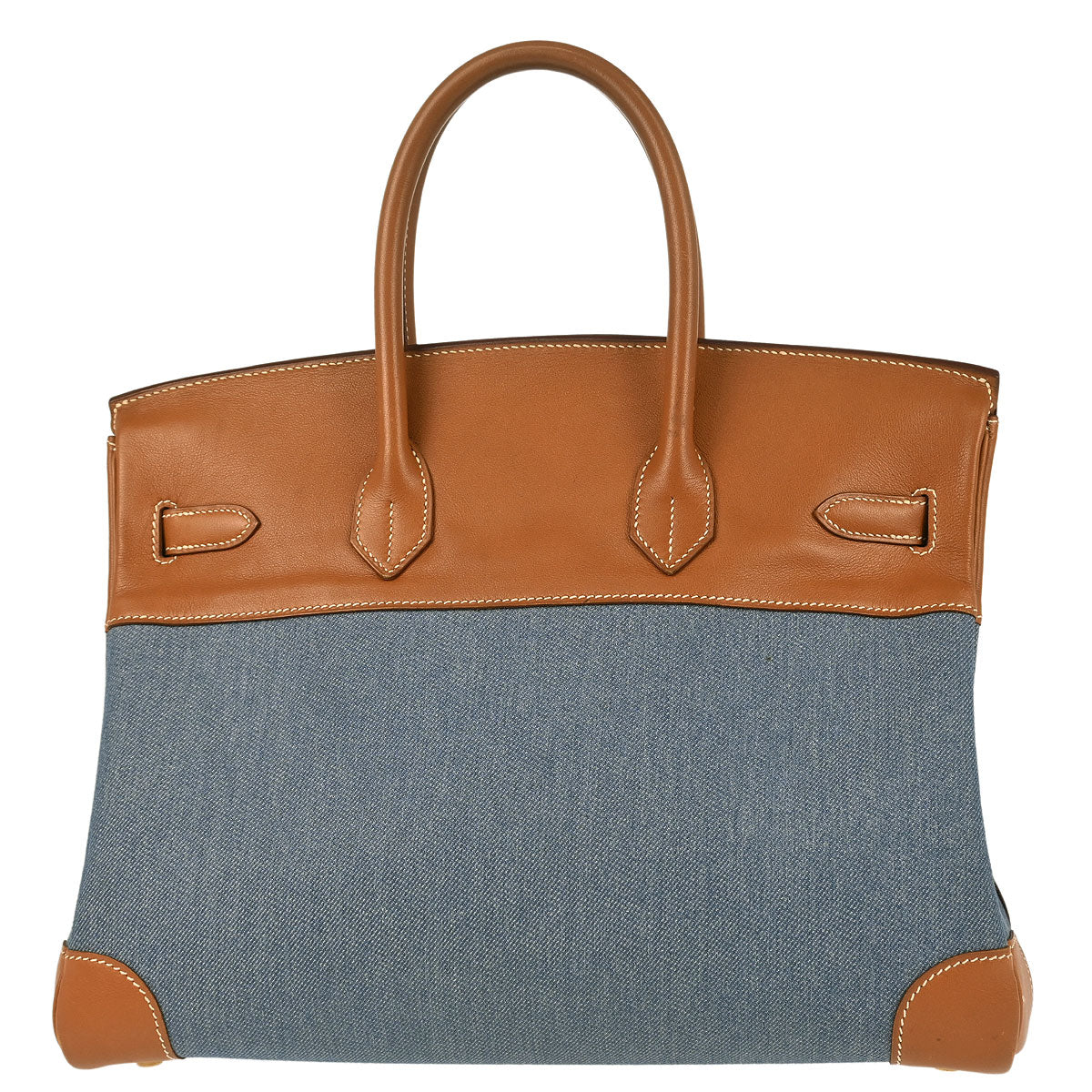 Hermes * 1998 Indigo Toile Jean Vache Birkin 35 Handbag