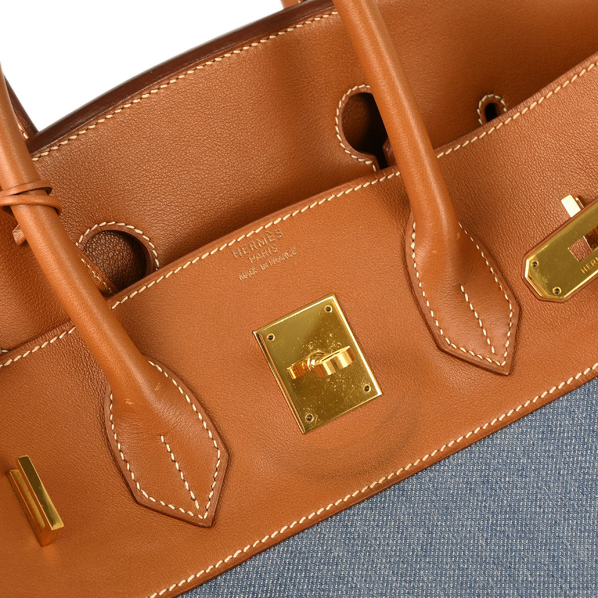 Hermes * 1998 Indigo Toile Jean Vache Birkin 35 Handbag