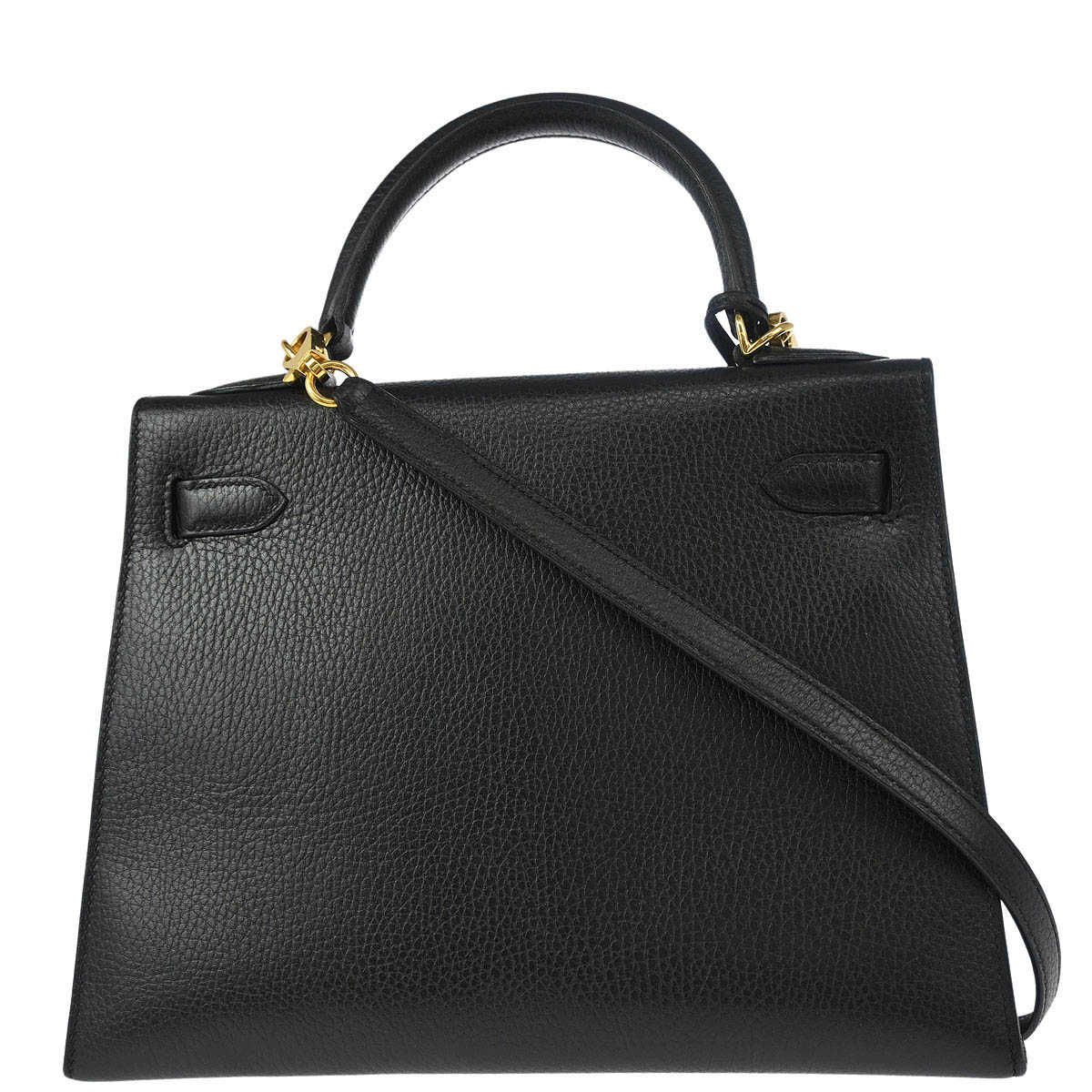 Hermes 2001 Black Ardennes Kelly 28 Sellier 2way Shoulder Handbag
