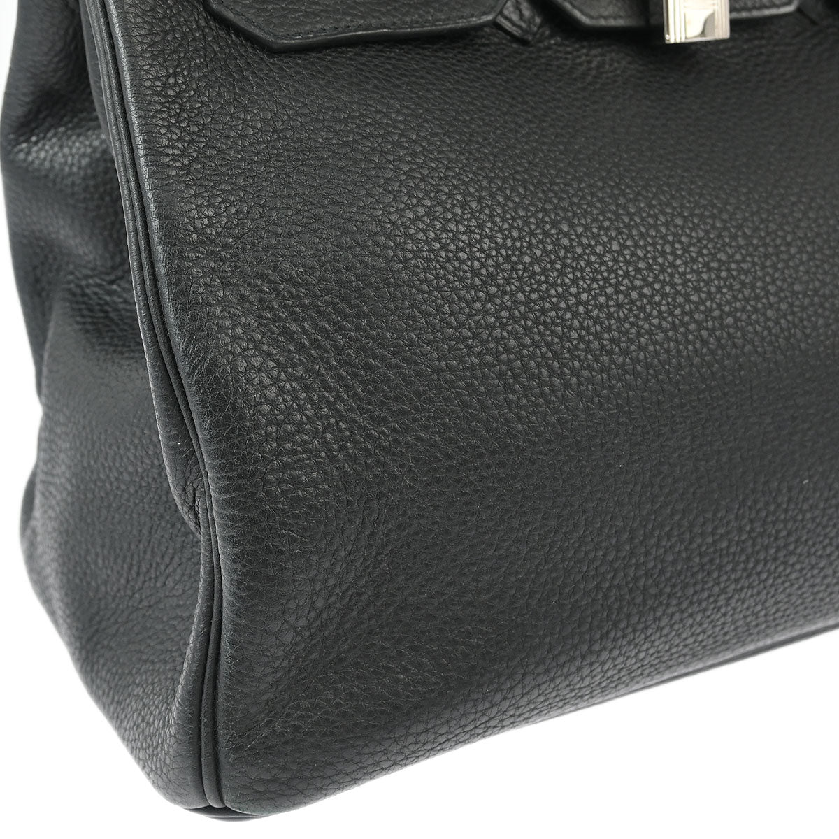 Hermes 2008 Black Taurillon Clemence Birkin 35 Handbag