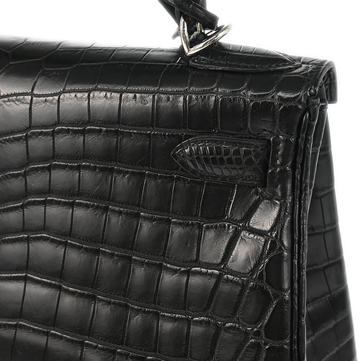 Hermes * 2008 Black Matt Niloticus Kelly 28 Retourne 2way Shoulder Handbag