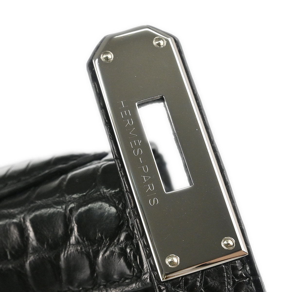 Hermes * 2008 Black Matt Niloticus Kelly 28 Retourne 2way Shoulder Handbag