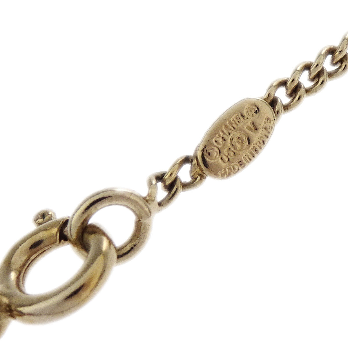 Chanel CC Chain Necklace Pendant Gold Black 05V