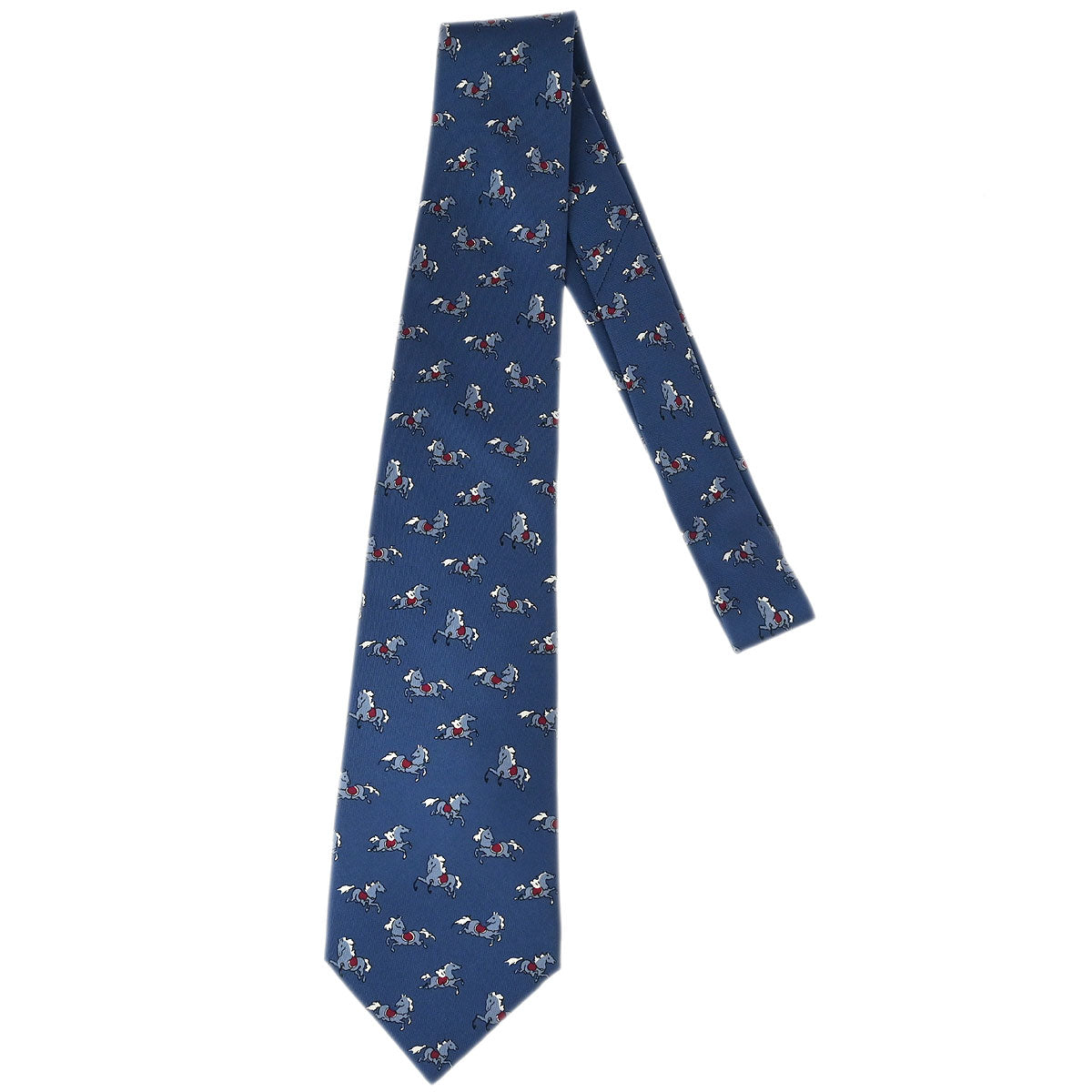 Hermes Blue Silk Neck Tie Small Good 5418OA