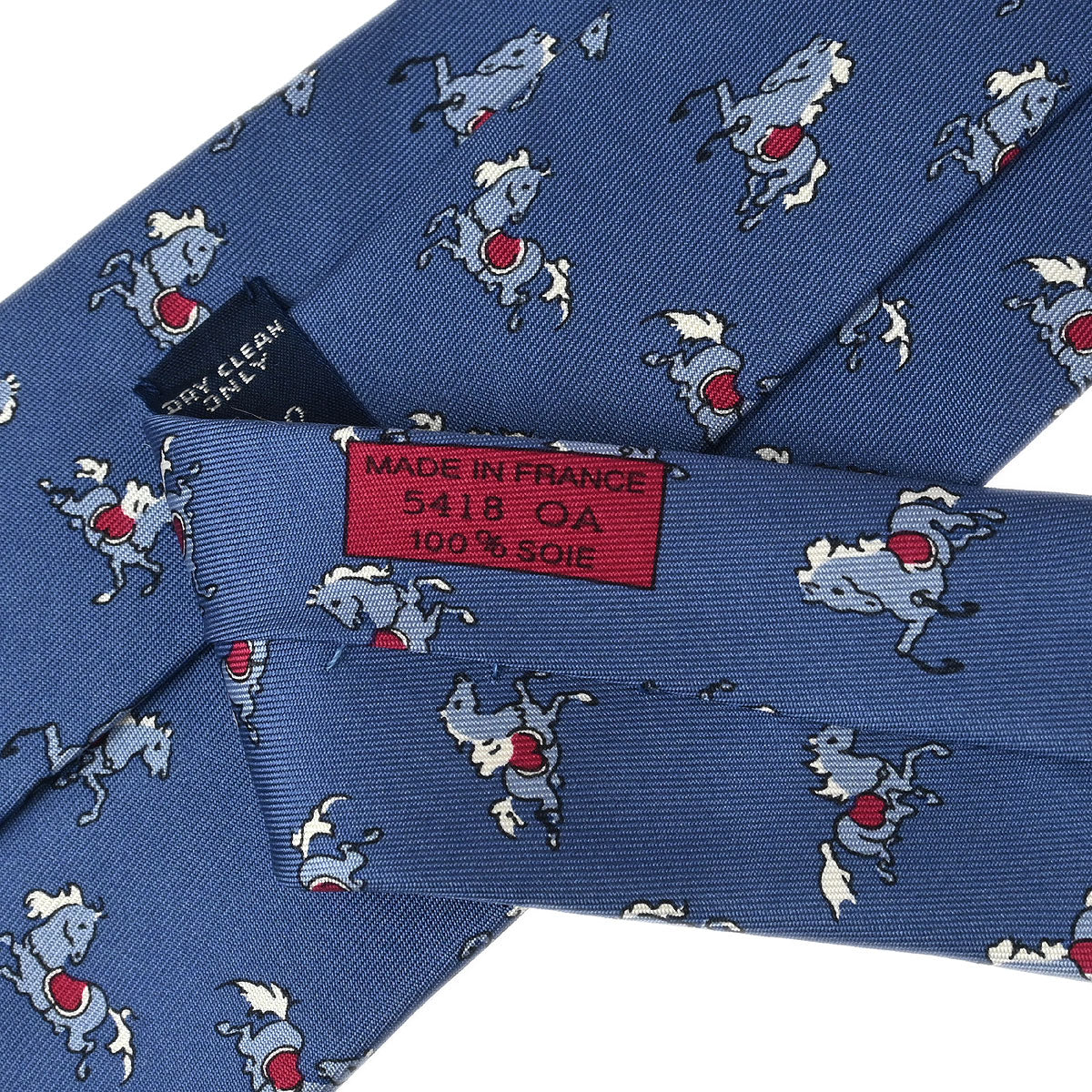 Hermes Blue Silk Neck Tie Small Good 5418OA
