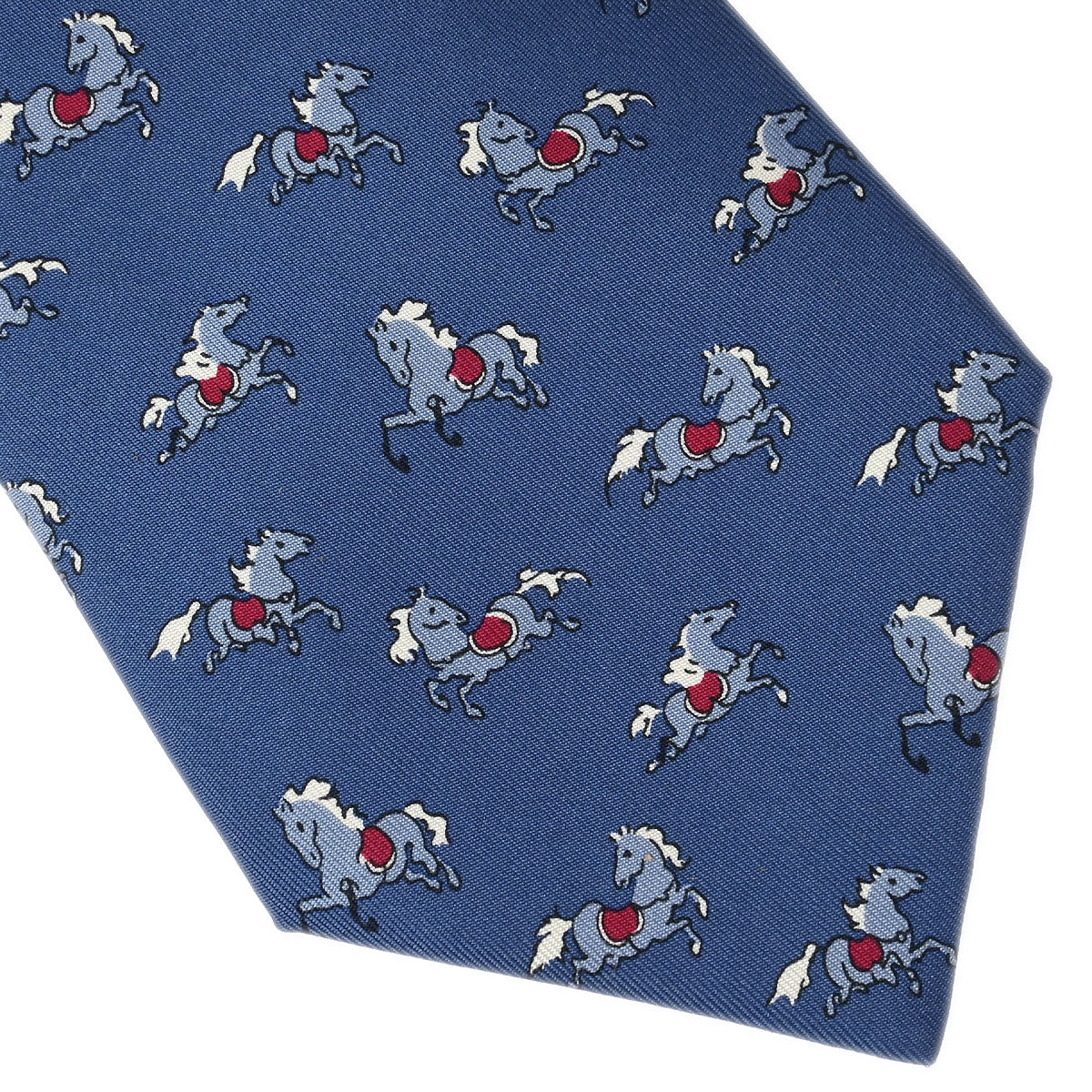 Hermes Blue Silk Neck Tie Small Good 5418OA
