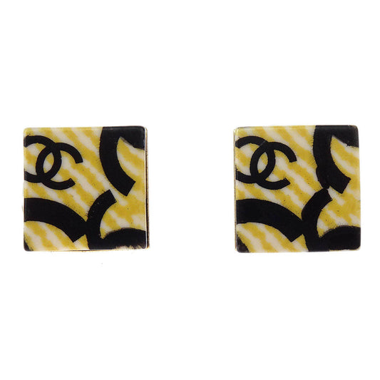 Chanel Square Piercing Earrings Gold 02P