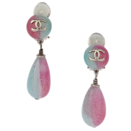 Chanel Dangle Earrings Clip-On Light Blue 99P