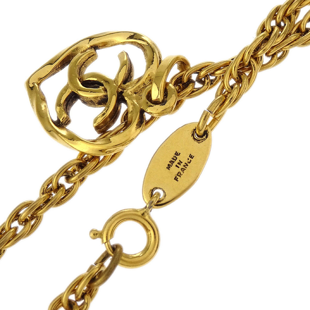 Chanel Heart Chain Pendant Necklace Gold 1982