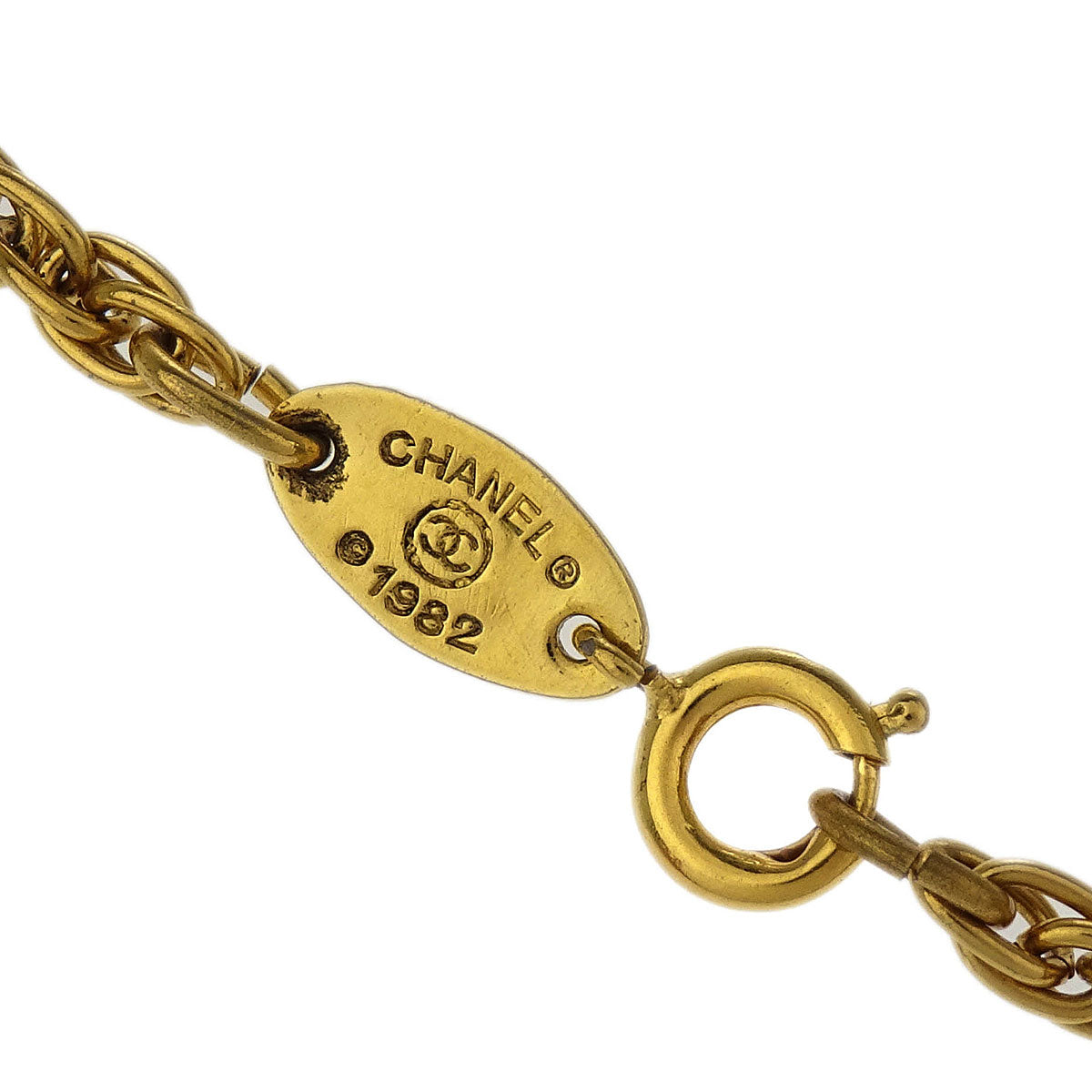 Chanel Heart Chain Pendant Necklace Gold 1982