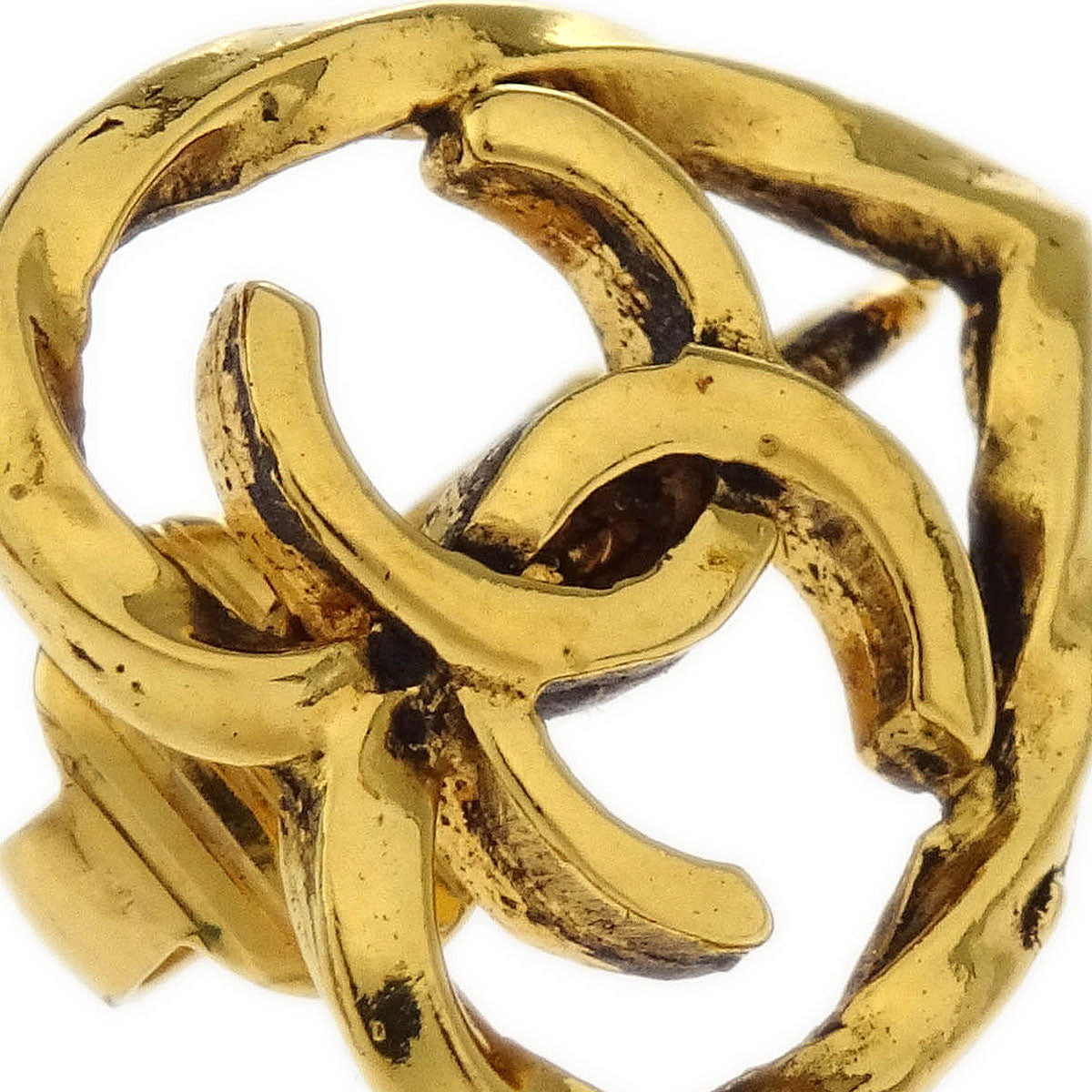 Chanel Gold Heart Earrings Clip-On 2141