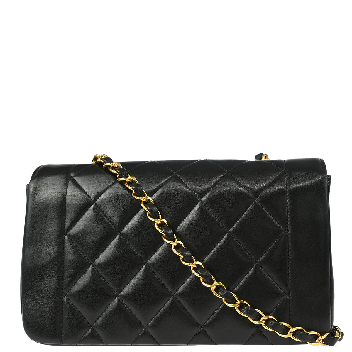 Chanel 1996-1997 Black Lambskin Small Diana Shoulder Bag