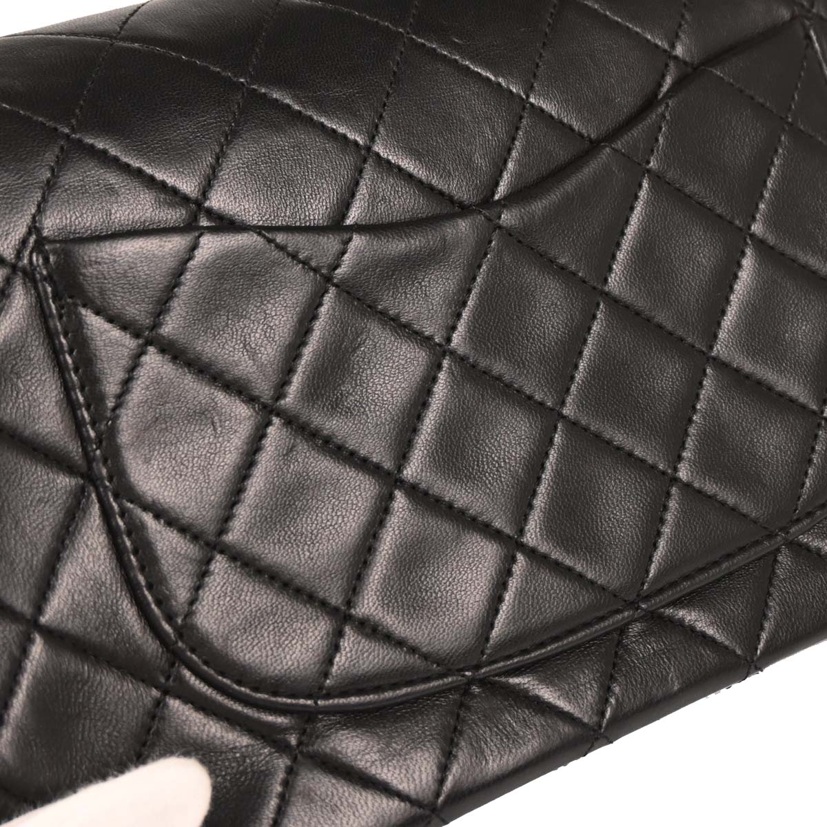 Chanel 1989-1991 Black Lambskin Medium Classic Double Flap Shoulder Bag