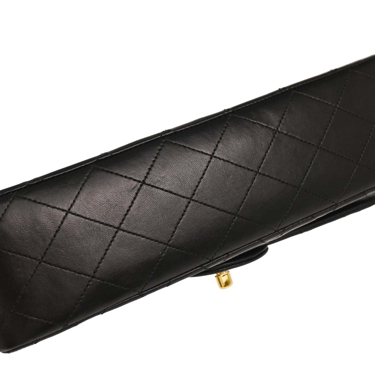 Chanel 1989-1991 Black Lambskin Medium Classic Double Flap Shoulder Bag