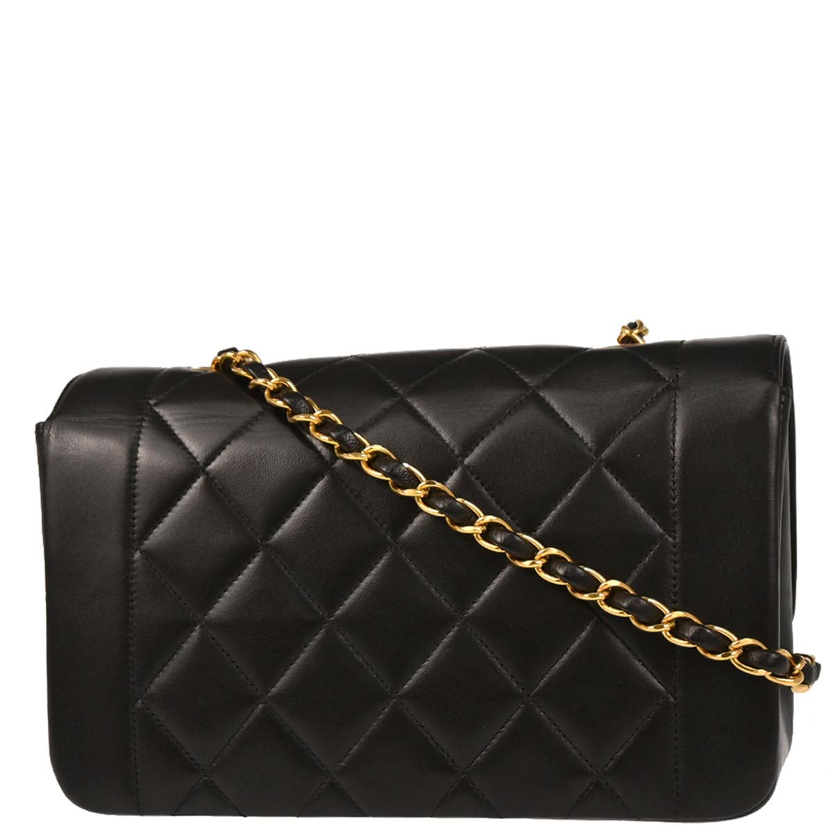 Chanel 1994-1996 Black Lambskin Small Diana Shoulder Bag