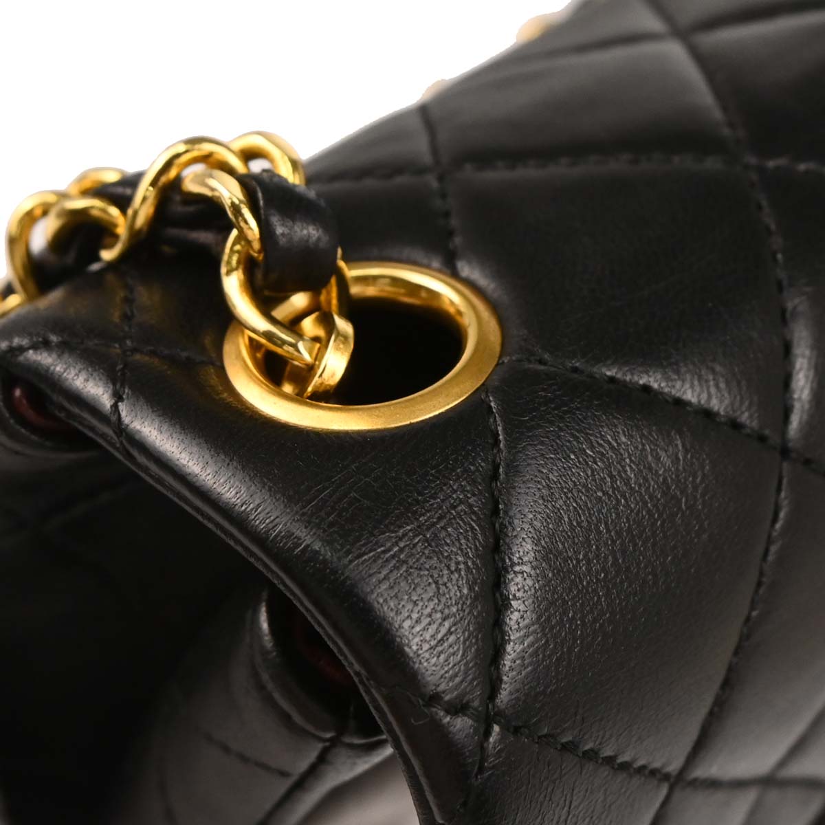 Chanel 1989-1991 Black Lambskin Mini Classic Square Flap Shoulder Bag