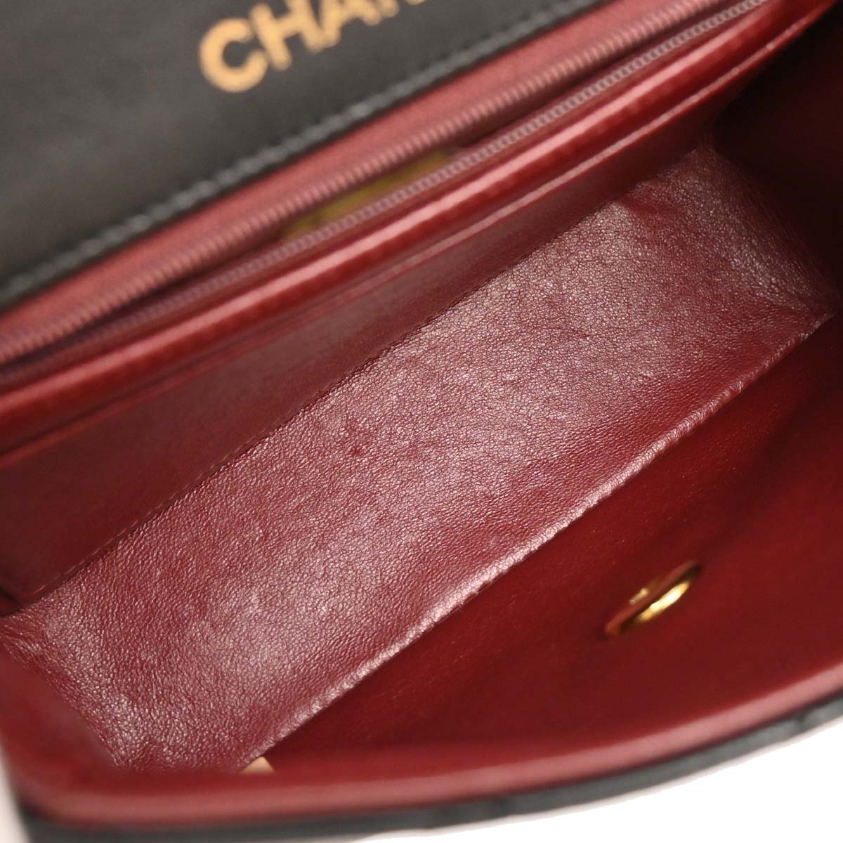 Chanel 1989-1991 Black Lambskin Mini Classic Square Flap Shoulder Bag