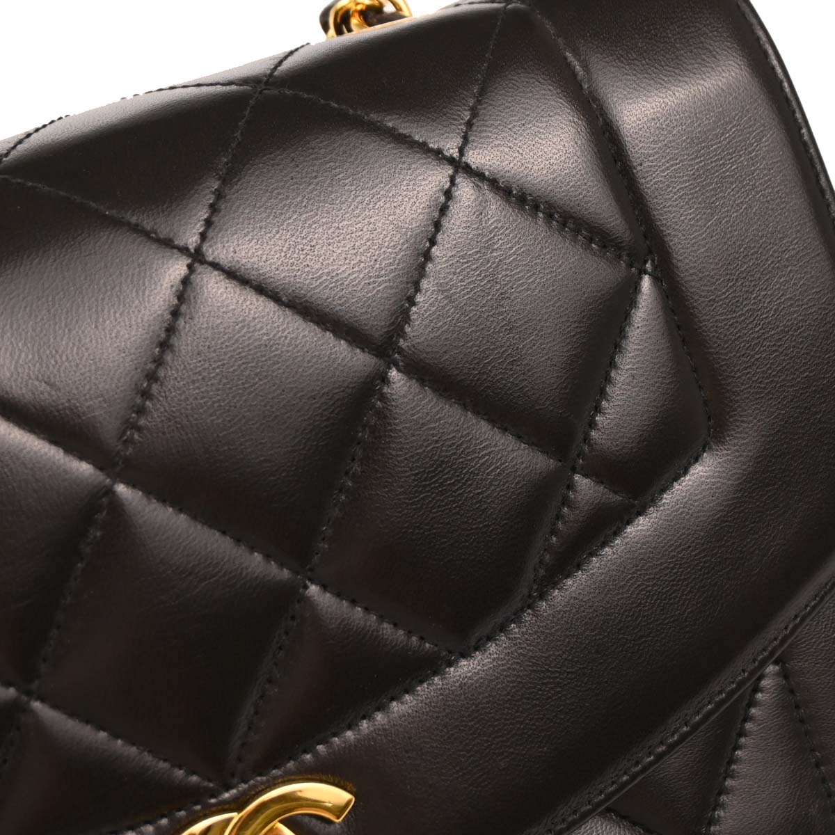 Chanel 1991-1994 Black Lambskin Small Diana Shoulder Bag
