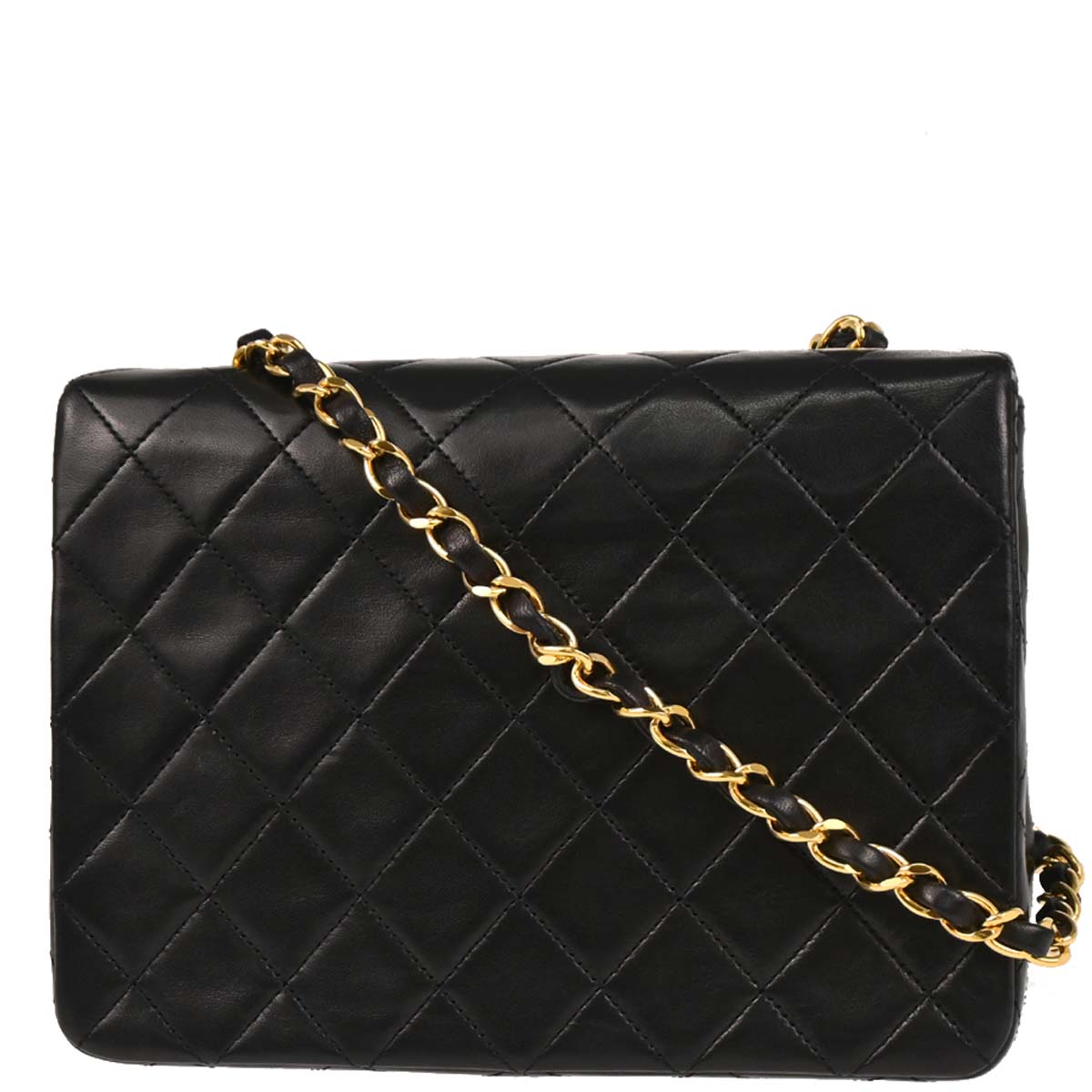 Chanel 1989-1991 Black Lambskin Classic Square Flap Shoulder Bag