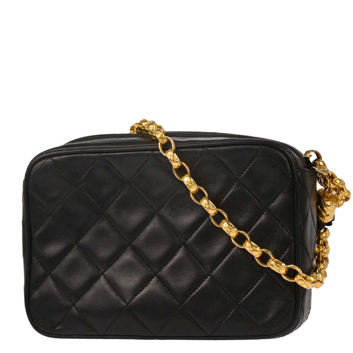 Chanel 1989-1991 Black Lambskin Camera Bag Mini