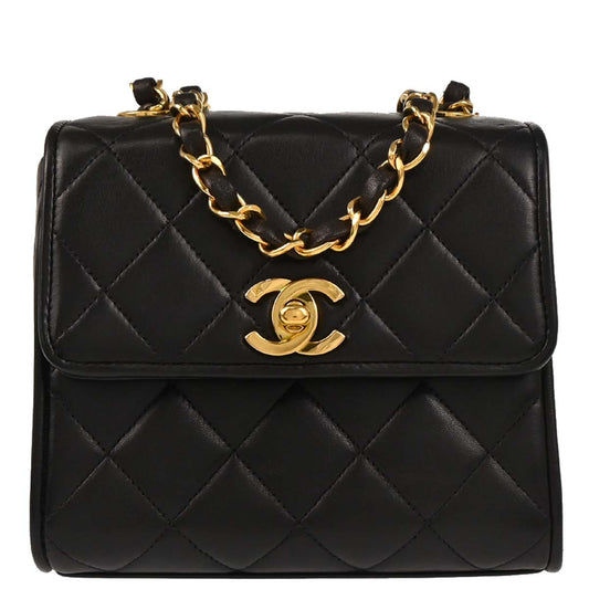 Chanel 1991-1994 Black Lambskin Shoulder Bag