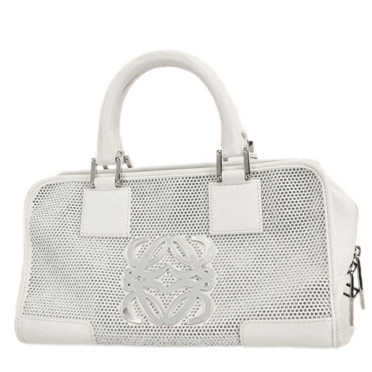 Loewe 2008 White Leather Sequins Amazona 28 Handbag
