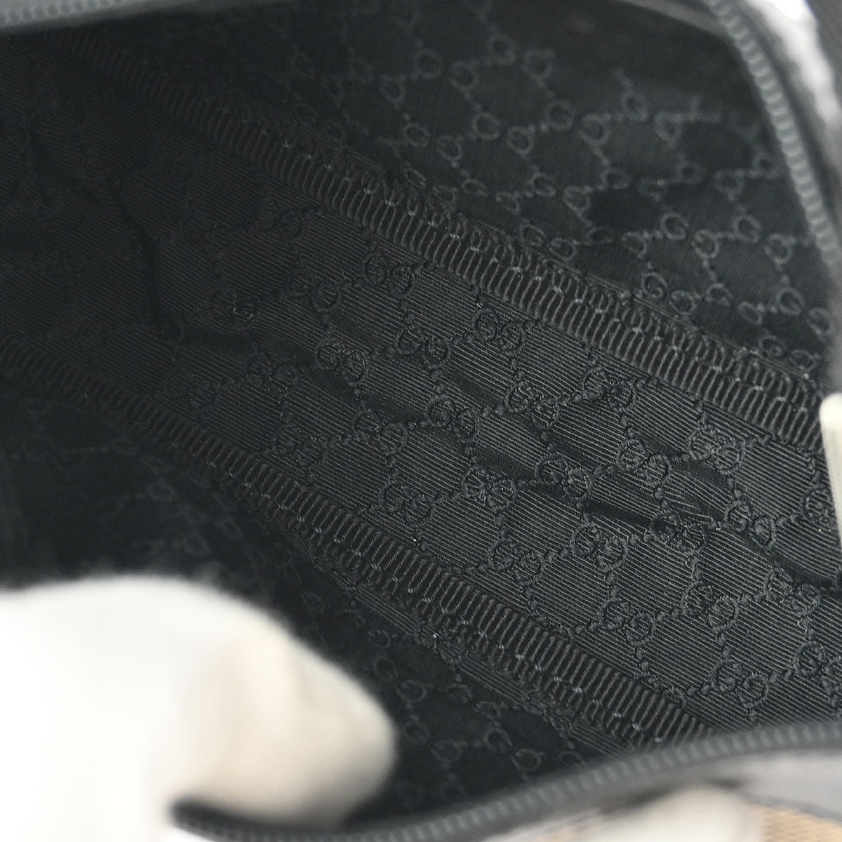Gucci Black Leather Canvas Pouch Handbag