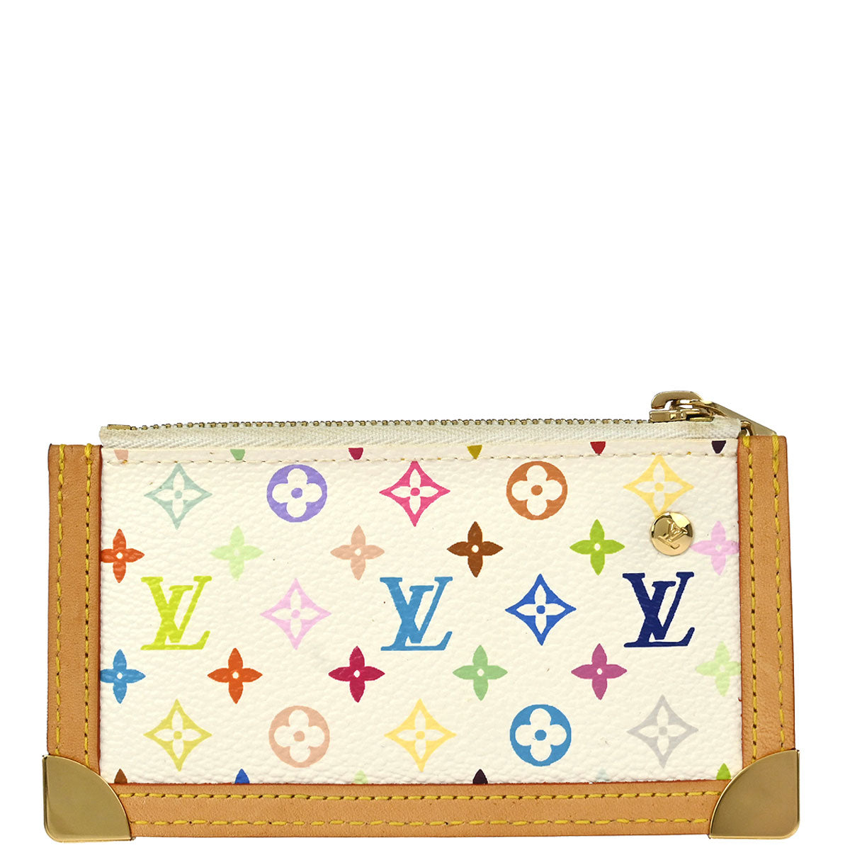 Louis Vuitton 2003 White Multicolor Pochette Cles Coin Purse M92655