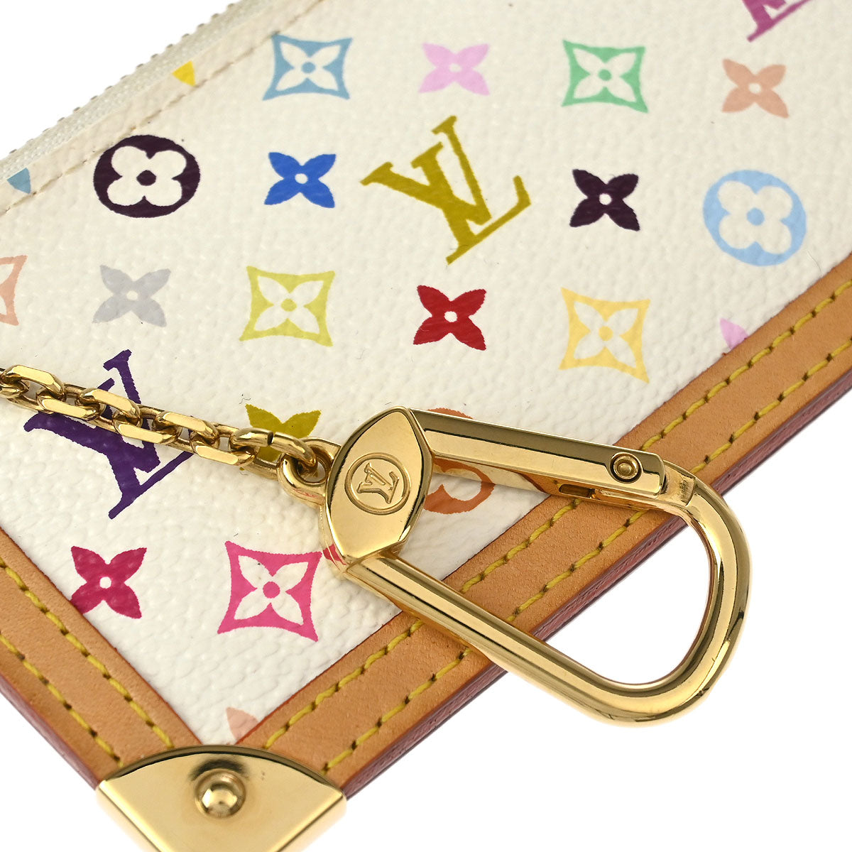 Louis Vuitton 2003 White Multicolor Pochette Cles Coin Purse M92655