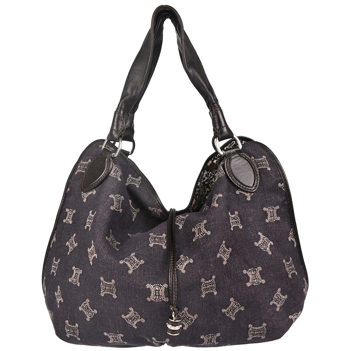Celine Navy Denim Macadam Hobo Handbag