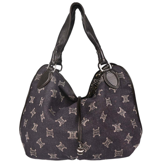 Celine Navy Denim Macadam Hobo Handbag