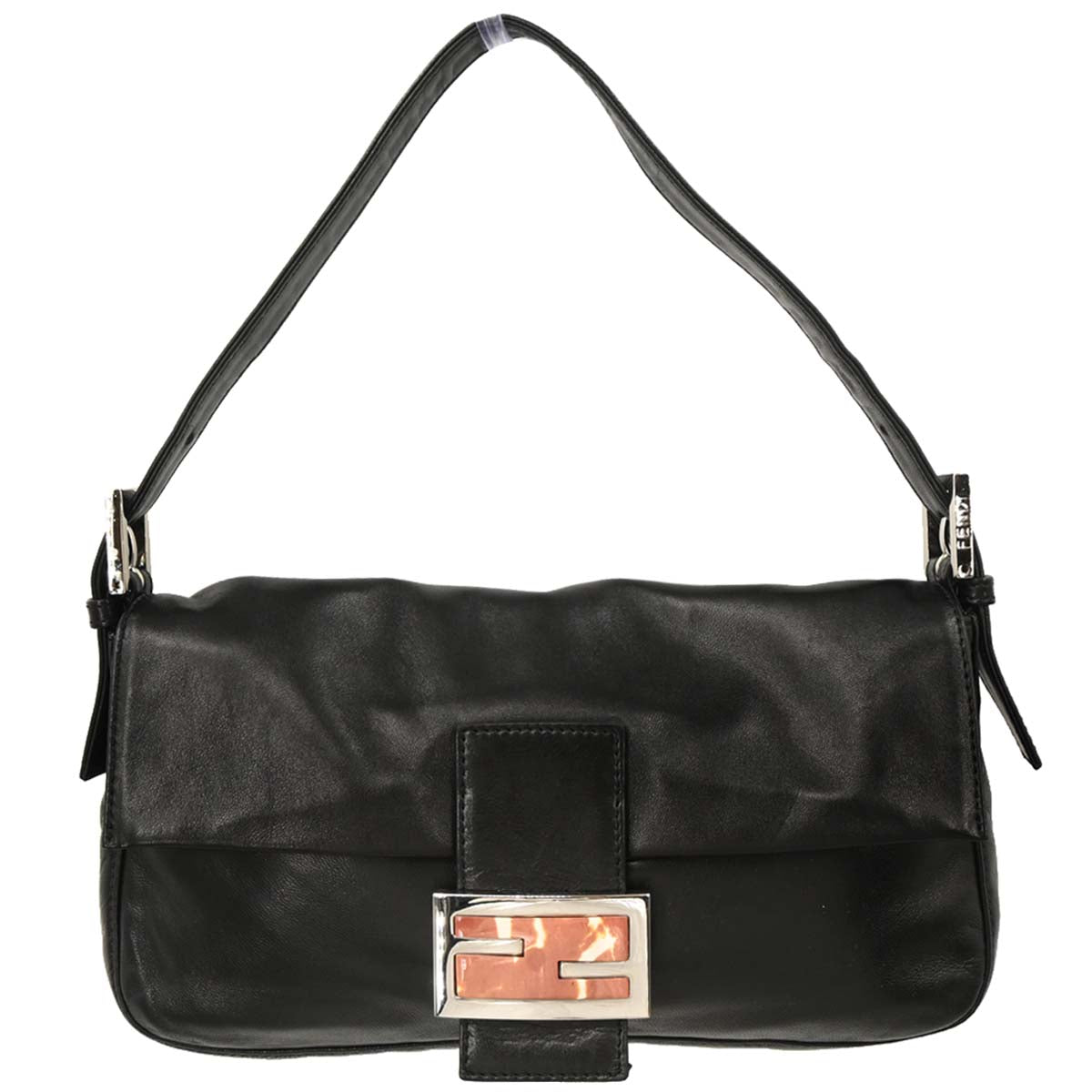 Fendi Black Leather Baguette Handbag