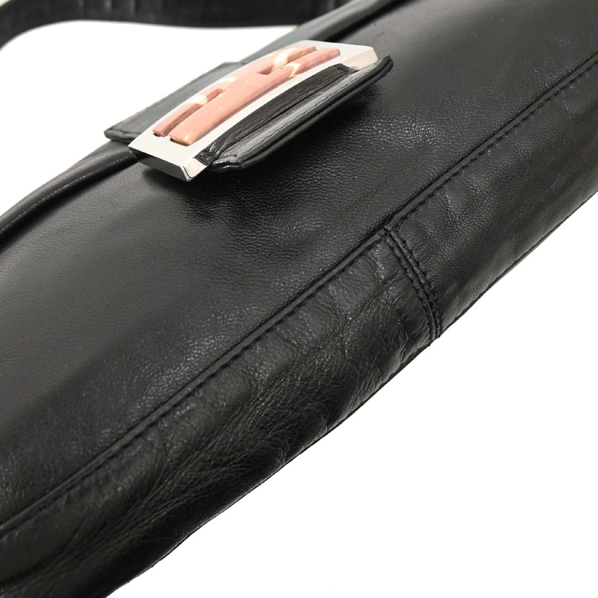 Fendi Black Leather Baguette Handbag