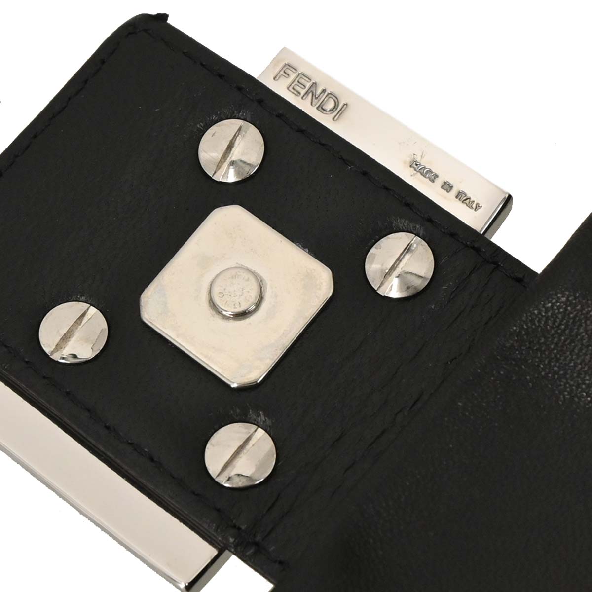 Fendi Black Leather Baguette Handbag