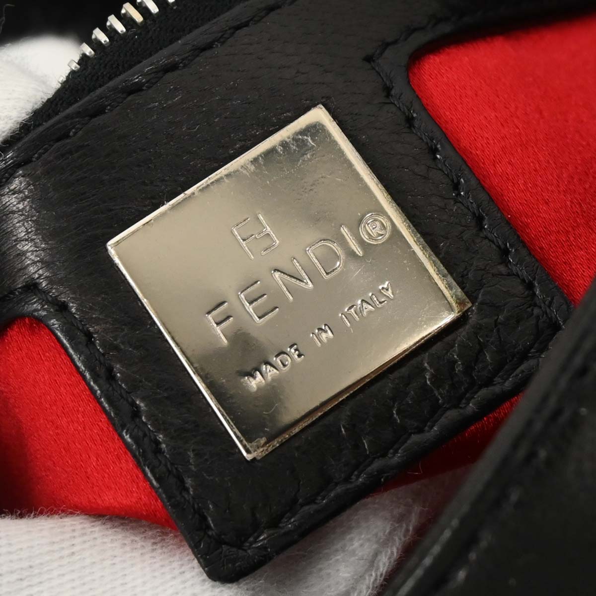 Fendi Black Leather Baguette Handbag