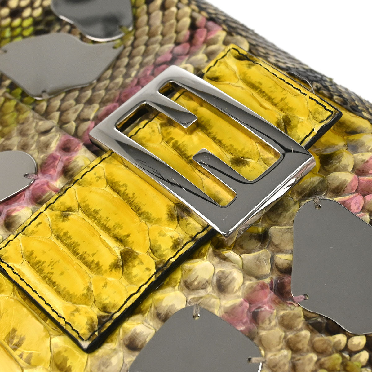 Fendi * Beige Python Baguette Handbag