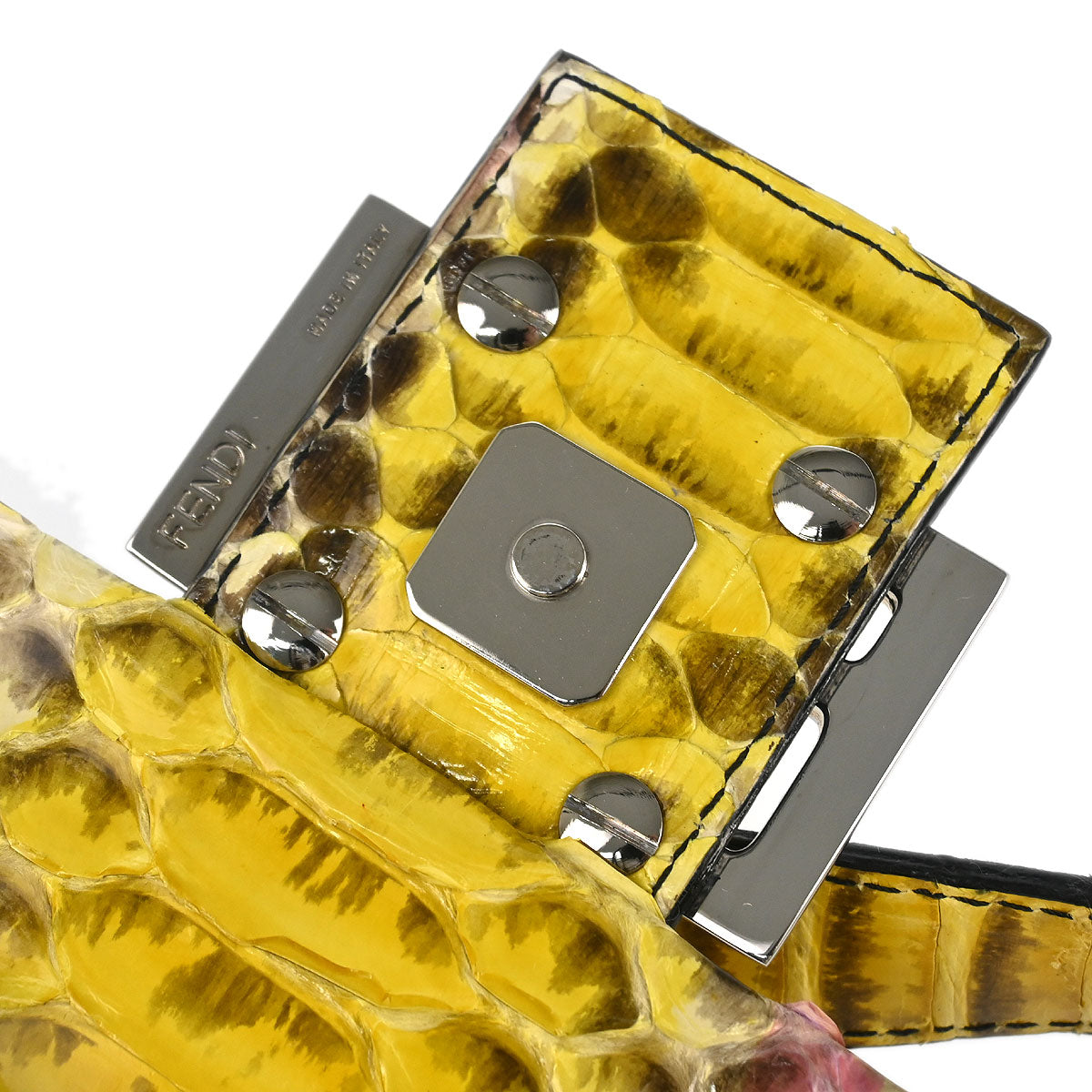 Fendi * Beige Python Baguette Handbag
