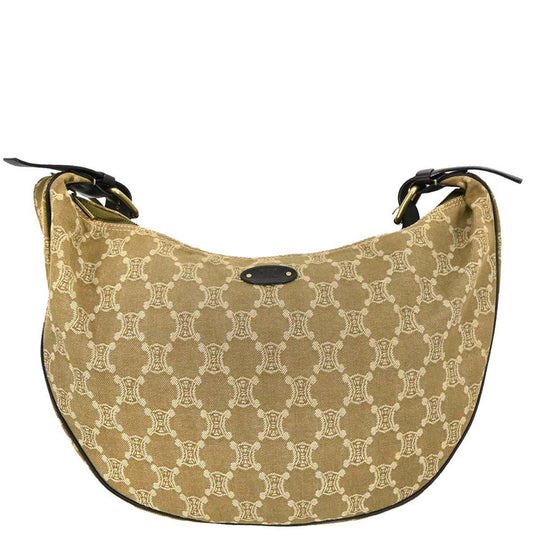 Celine Beige Canvas Macadam Hobo Shoulder Bag