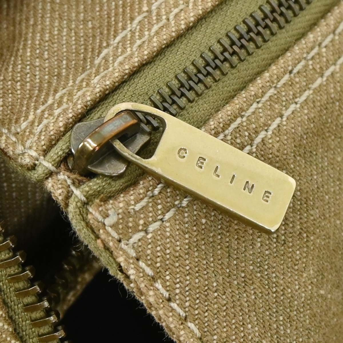 Celine Beige Canvas Macadam Hobo Shoulder Bag