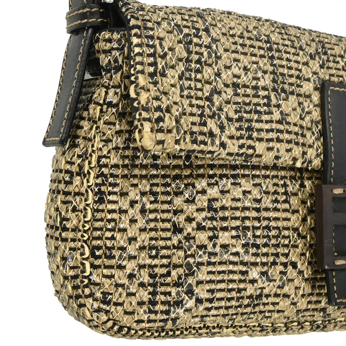Fendi * Beige Python Baguette Handbag