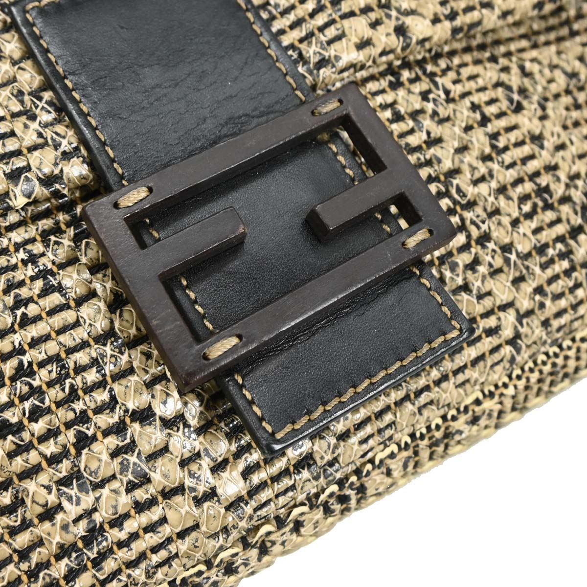 Fendi * Beige Python Baguette Handbag
