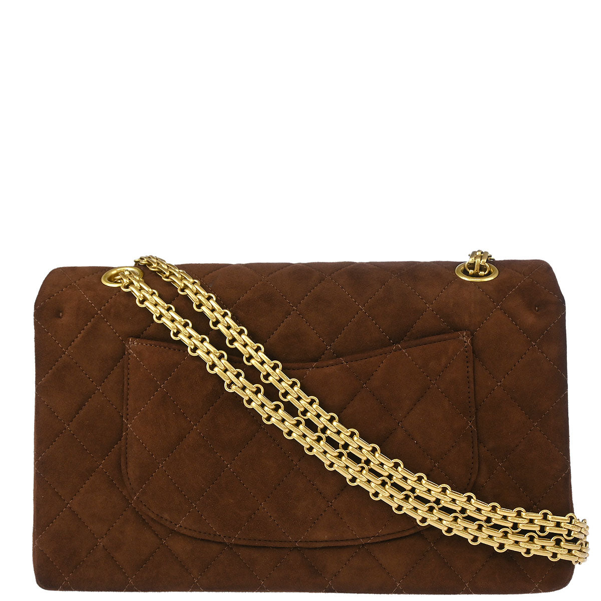 Chanel 1997-1999 Brown Suede 2.55 Medium Classic Double Flap Shoulder Bag